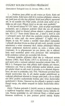 Slovo o této době / Otázky kolem svatého přijímání / strana 113