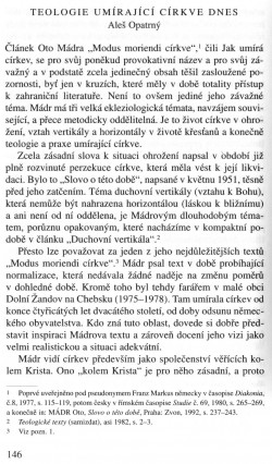 V zápasech za Boží věc / INTERPRETACE / Teologie umírající církve dnes (Aleš Opatrný) / strana 146