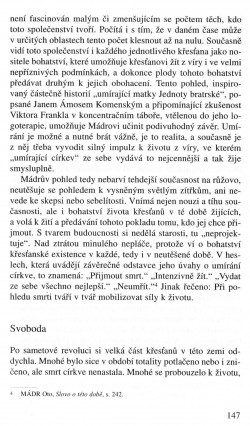 V zápasech za Boží věc / INTERPRETACE / Teologie umírající církve dnes (Aleš Opatrný) / strana 147