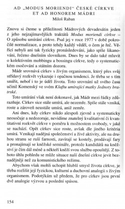 V zápasech za Boží věc / INTERPRETACE / Ad „Modus moriendi“ české církve et ad honorem Mádri (Miloš Raban) / strana 154