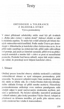 V zápasech za Boží věc / TEXTY / Ortodoxie a tolerance z hlediska etiky. Výzva postmoderny / strana 159 V zápasech za Boží věc / TEXTY / Ortodoxie a tolerance z hlediska etiky. Výzva postmoderny / strana 159