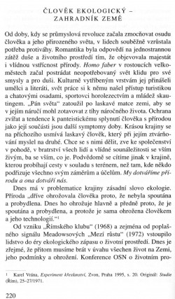 V zápasech za Boží věc / TEXTY / Člověk ekologický – zahradník země / strana 220