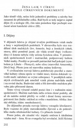 V zápasech za Boží věc / TEXTY / Žena laik v církvi podle církevních dokumentů / strana 232