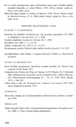 V zápasech za Boží věc / BIBLIOGRAFIE / Do roku 1989 / strana 250