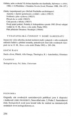 V zápasech za Boží věc / BIBLIOGRAFIE / Do roku 1989 / strana 254