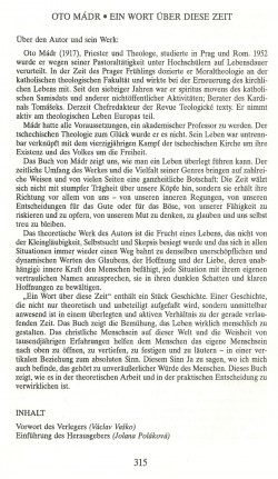 Slovo o této době / Oto Mádr, Ein Wort über diese Zeit (Über das Buch) / strana 315