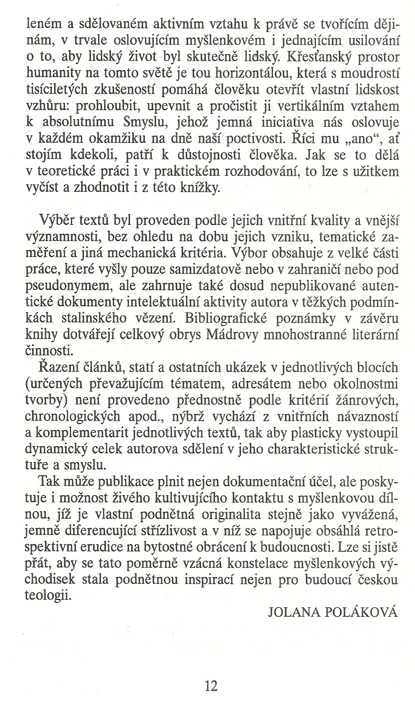 Slovo o této době / Úvod editora (Jolana Poláková) / strana 12