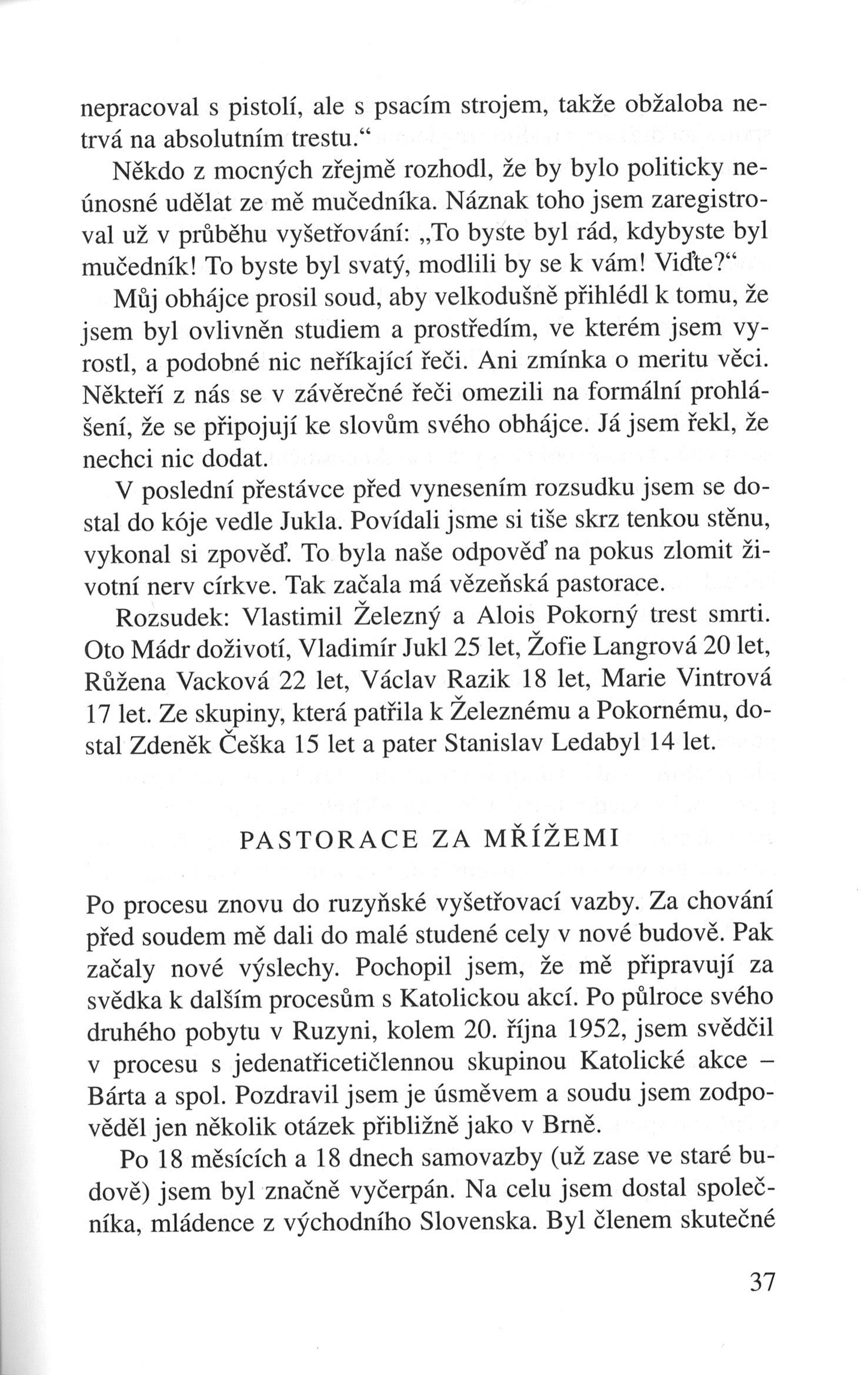 V zápasech za Boží věc / VZPOMÍNKY / Pastorace za mřížemi / strana 37