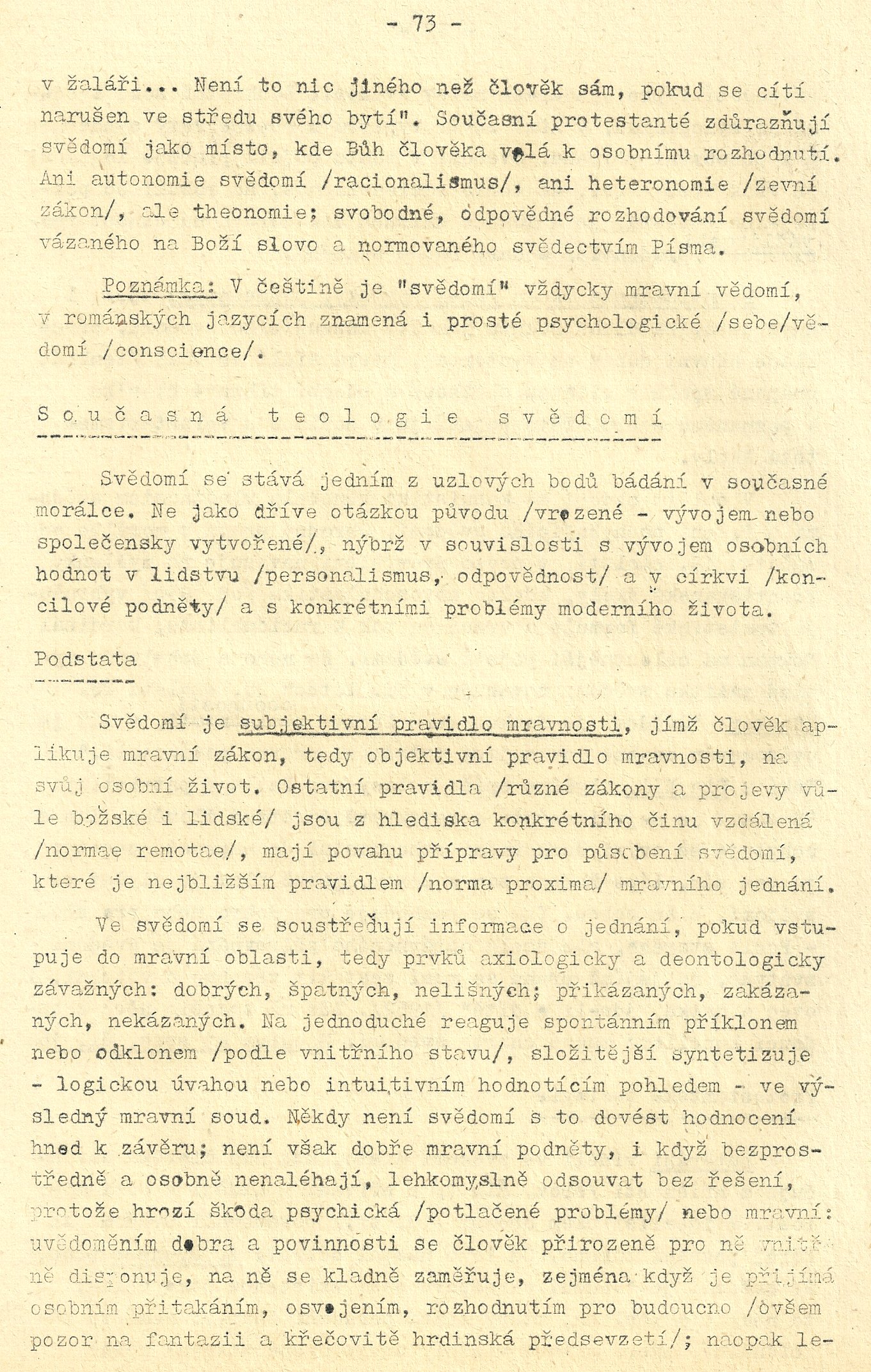 Mravouka / III. kapitola: MRAVNÍ POZNÁNÍ / strana 73