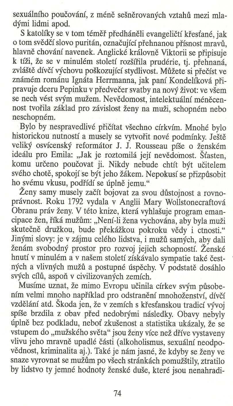 Slovo o této době / Ženská otázka a křesťanství / strana 74