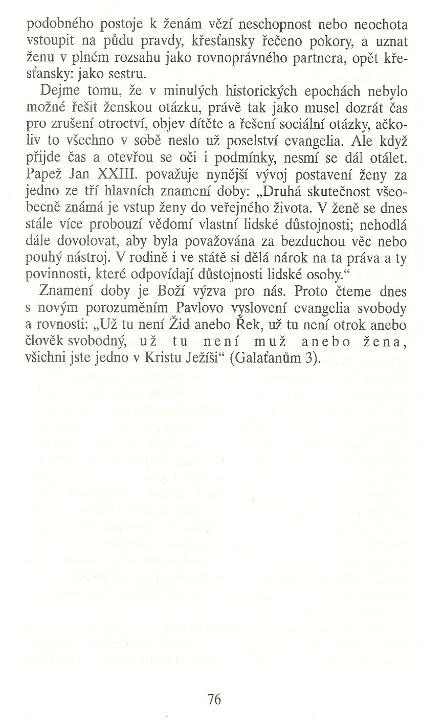 Slovo o této době / Ženská otázka a křesťanství / strana 76