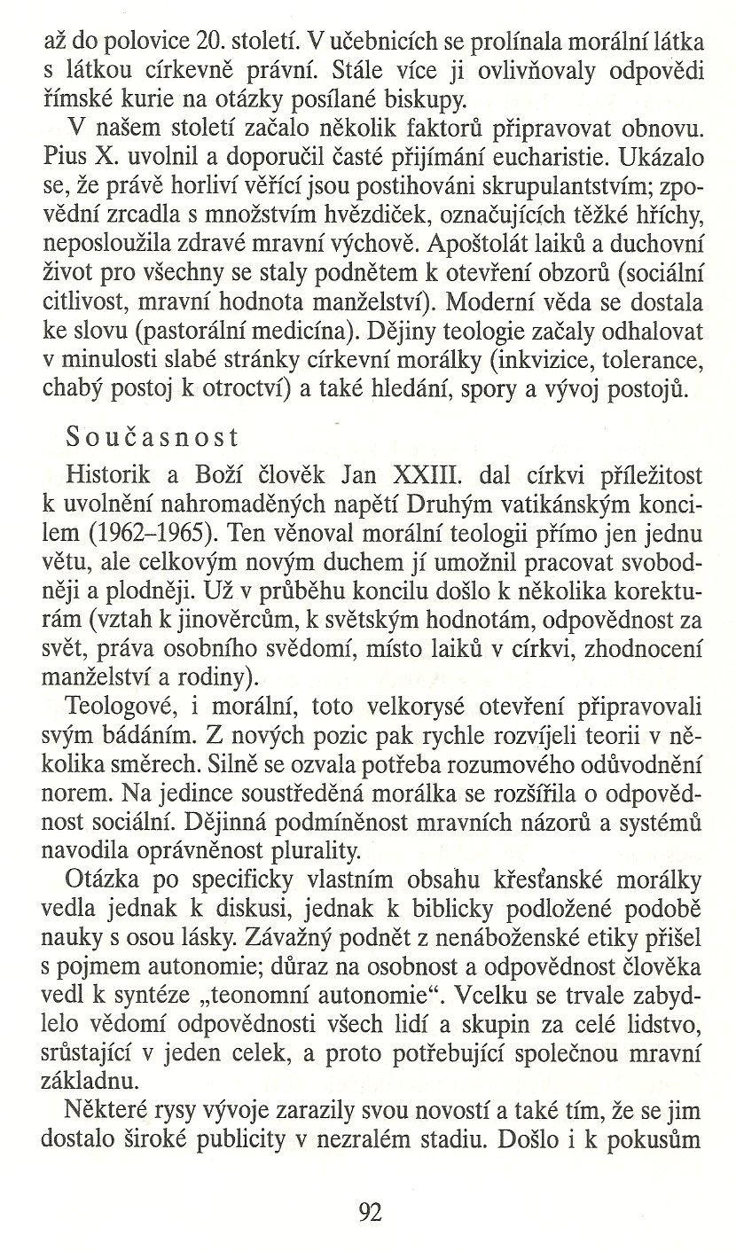 Slovo o této době / Minulost a dnešek morální teologie / strana 92