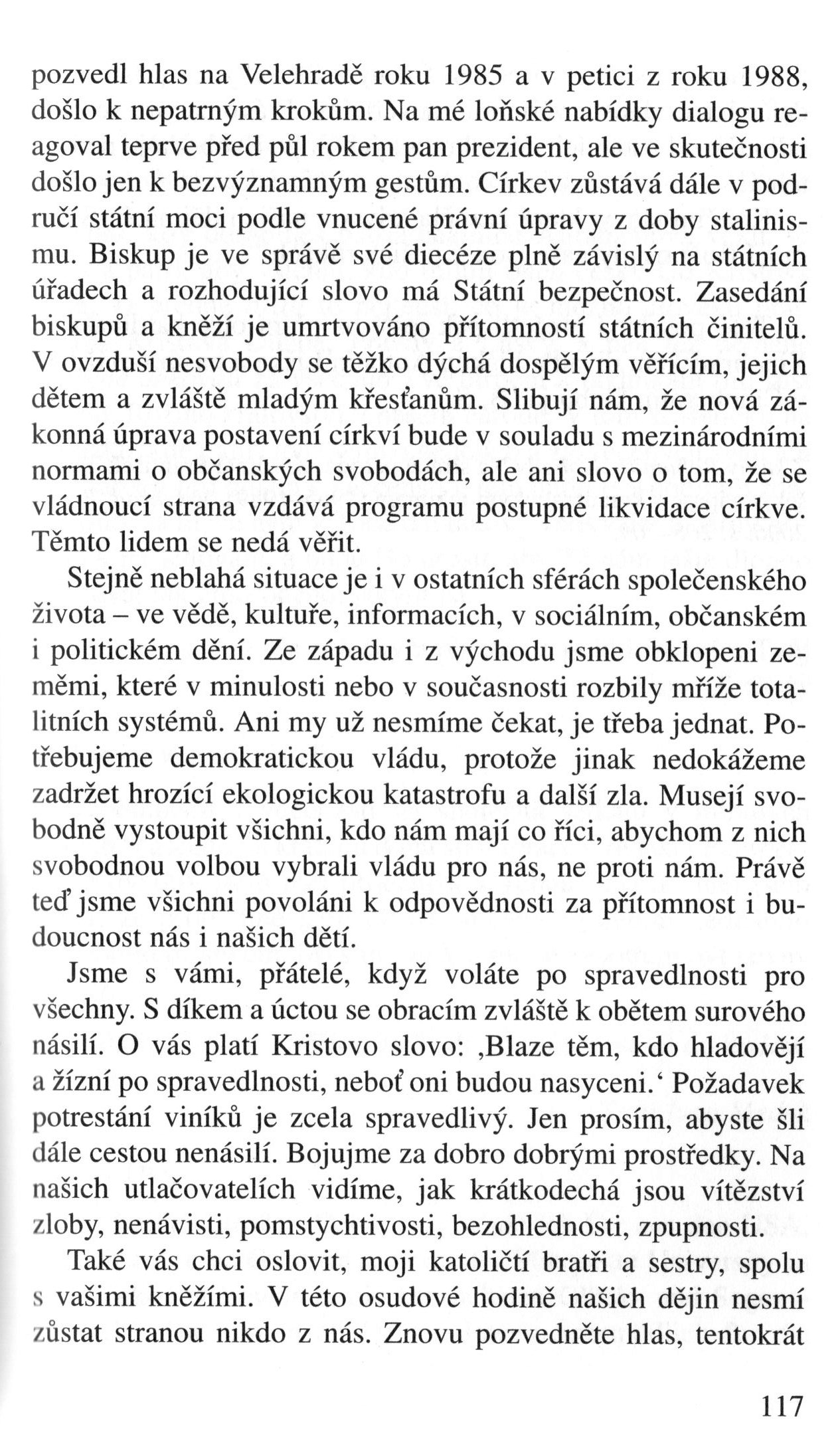V zápasech za Boží věc / DOKUMENTY / Poselství kardinála Tomáška / strana 117