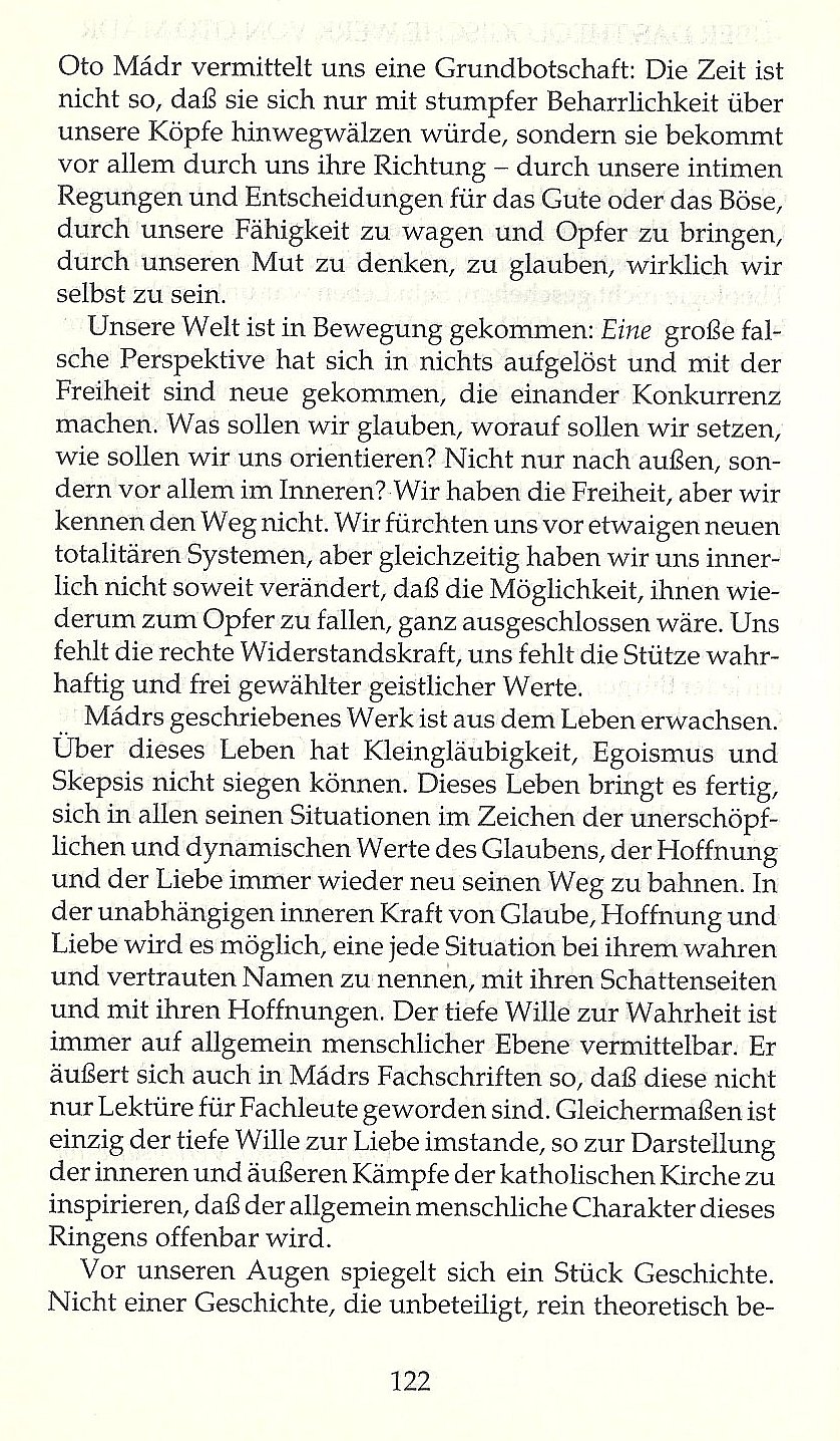 Wie Kirche nicht stirbt / Über das theologische Werk von Oto Mádr / Seite 122