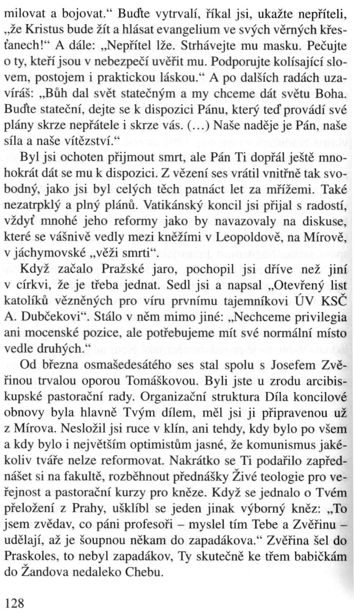 V zápasech za Boží věc / DOKUMENTY / K devadesátinám / strana 128