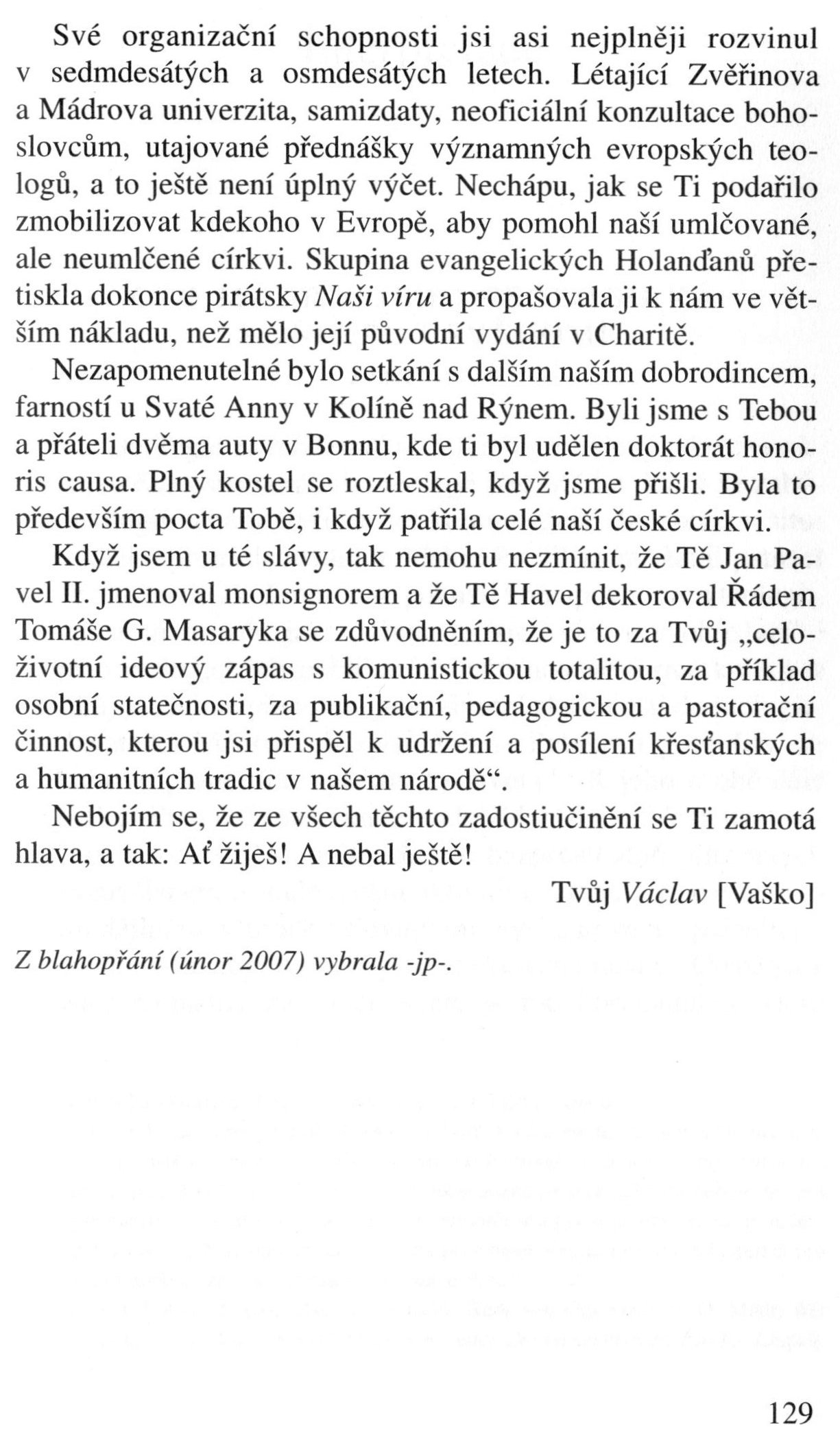 V zápasech za Boží věc / DOKUMENTY / K devadesátinám / strana 129