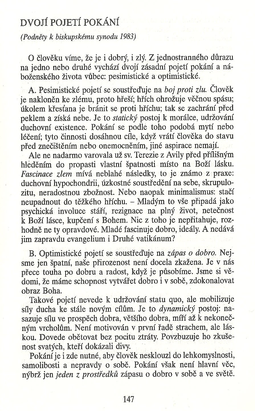 Slovo o této době / Dvojí pojetí pokání / strana 147