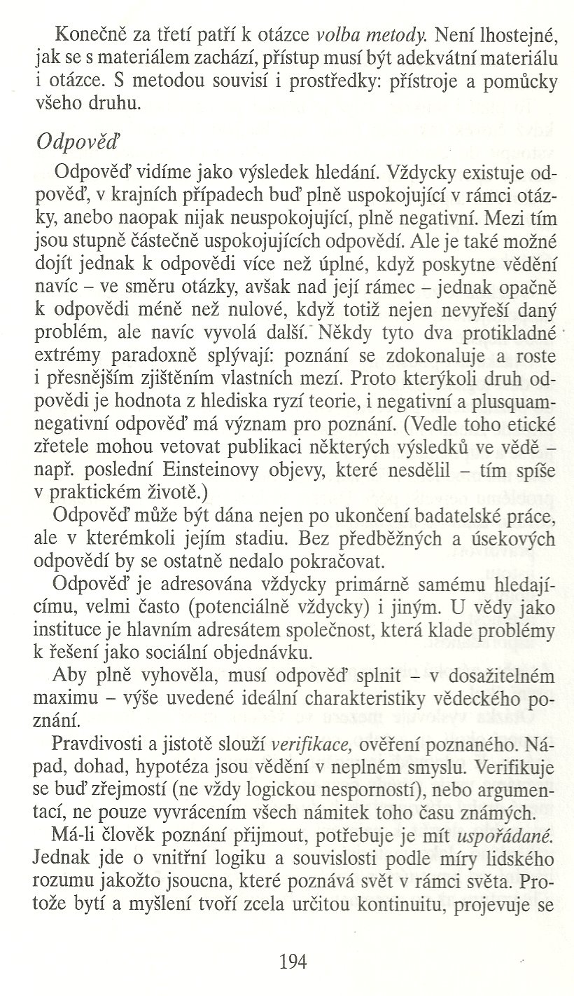 Slovo o této době / Základní cyklus vědeckého poznání / strana 194