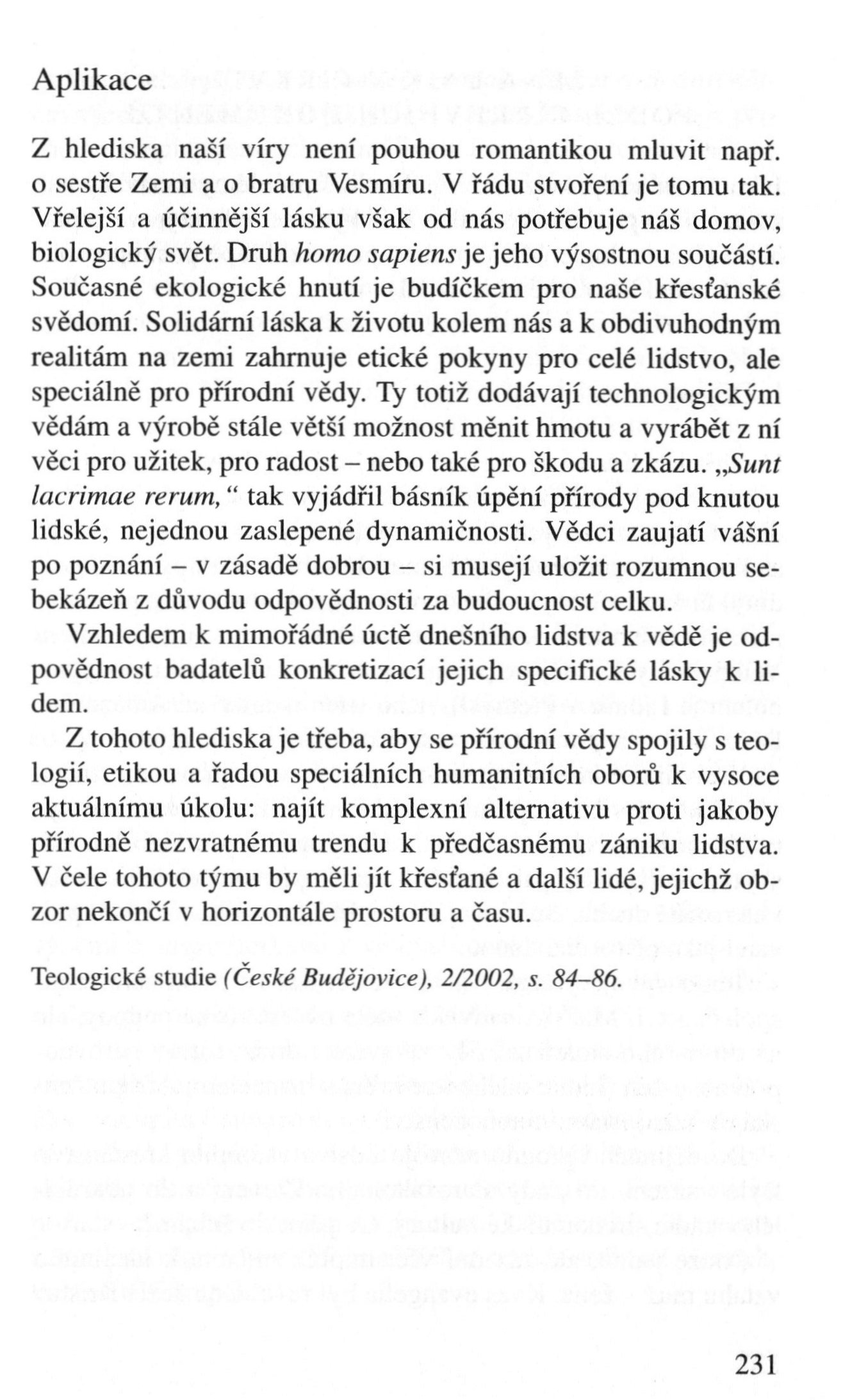 V zápasech za Boží věc / TEXTY / Člověk ekologický – zahradník země / strana 231