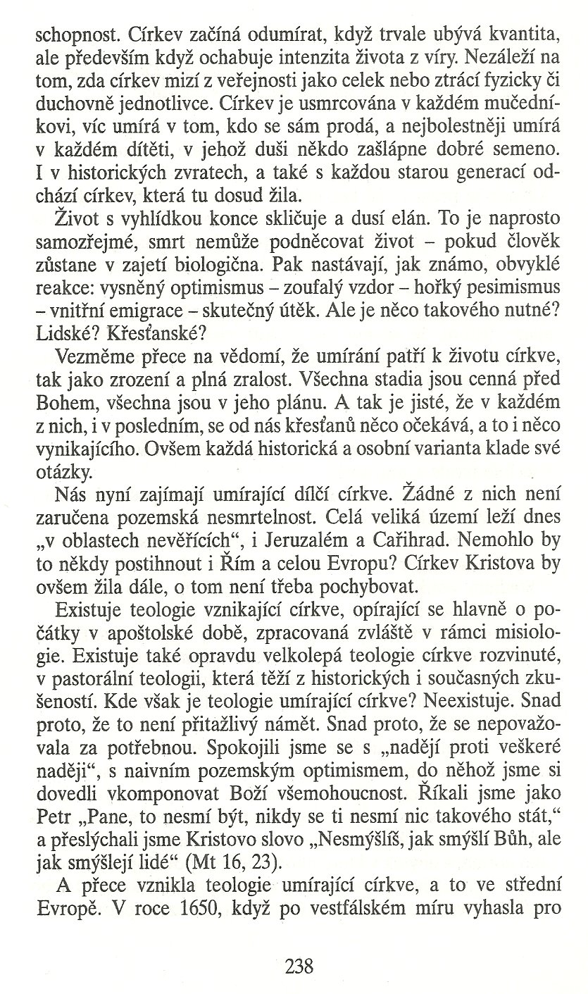 Slovo o této době / Modus moriendi církve / strana 238