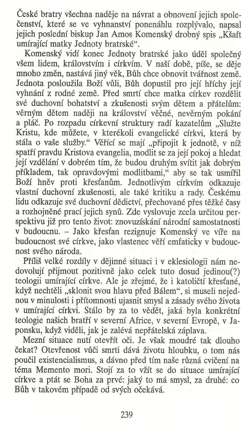 Slovo o této době / Modus moriendi církve / strana 239