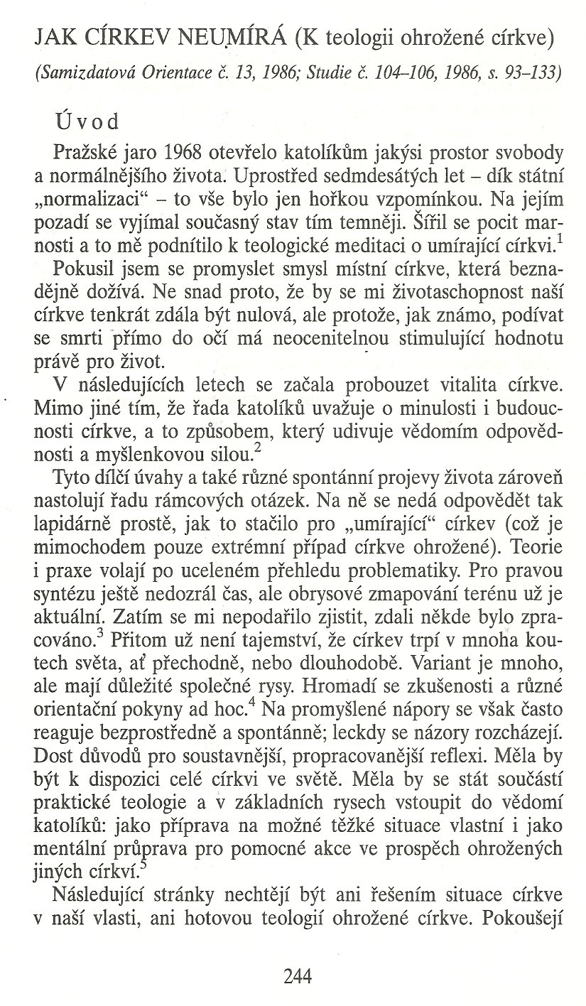 Slovo o této době / Jak církev neumírá (K teologii ohrožené církve) / strana 245