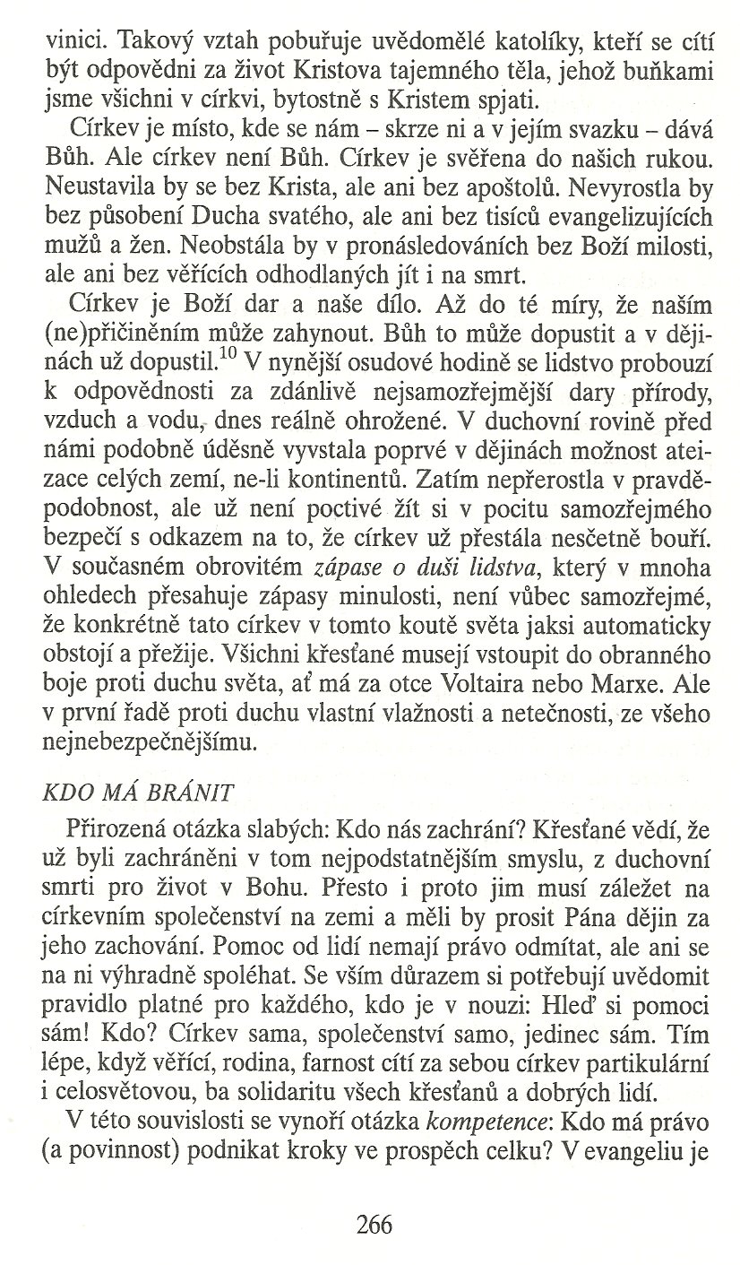 Slovo o této době / Jak církev neumírá (K teologii ohrožené církve) / strana 266