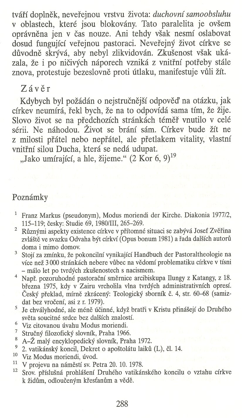 Slovo o této době / Jak církev neumírá (K teologii ohrožené církve) / strana 288