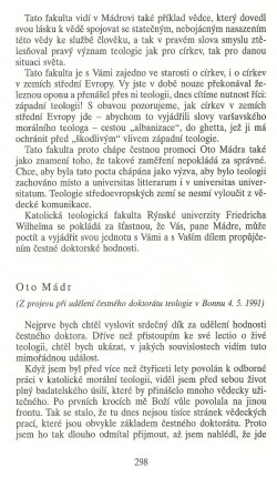 Slovo o této době / Projevy (Heinz-Josef Fabry, Oto Mádr) / strana 298