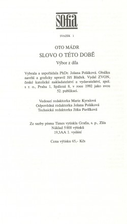 Slovo o této době / Oto Mádr, A Word About This Time (About the book) / strana 320